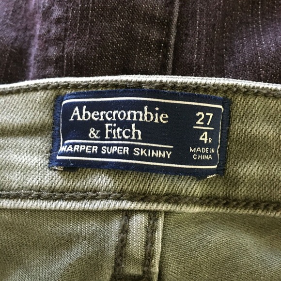 Abercrombie & Fitch Jeans Women Sz 4 Olive Green Distressed Harper Super Skinny - Picture 9 of 11
